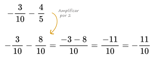 suma y resta de fracciones amplificando ejemplo 4